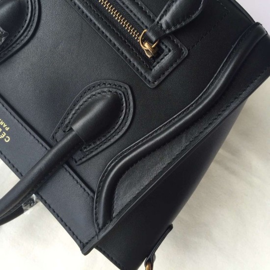 Replica Celine Nano Luggage Bag In Black Calfskin Replica Celine Nano Luggage Bag In Black Calfskin