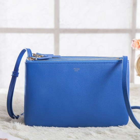 Fake Celine Small Trio Crossbody Bag In Blue Calfskin Replica Replica Celine Small Trio Crossbody Bag In Blue Calfskin