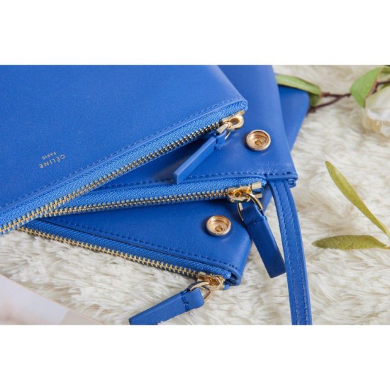 Fake Celine Small Trio Crossbody Bag In Blue Calfskin Replica Replica Celine Small Trio Crossbody Bag In Blue Calfskin