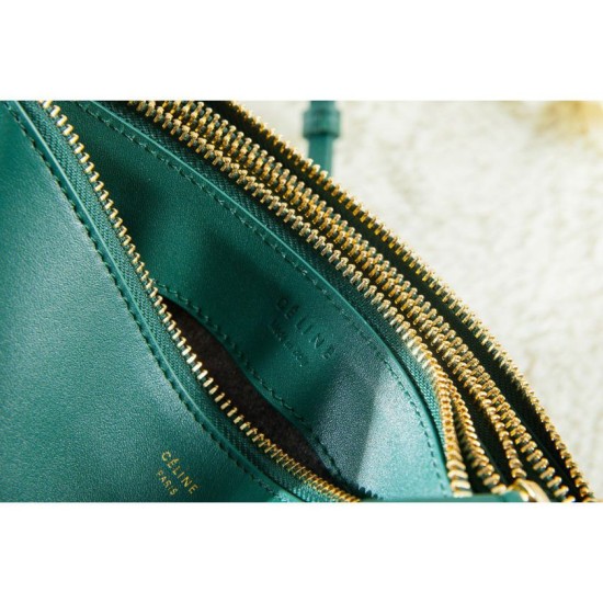 Fake Celine Small Trio Crossbody Bag In Green Calfskin Replica Replica Celine Small Trio Crossbody Bag In Green Calfskin