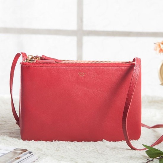 Replica Celine Small Trio Crossbody Bag In Red Calfskin Fake Celine Small Trio Crossbody Bag In Red Calfskin Replica