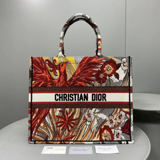 Fake Christian Dior Oversize Book Tote Shopping Bag Red Replica