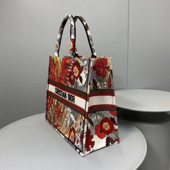 Fake Christian Dior Oversize Book Tote Shopping Bag Red Replica