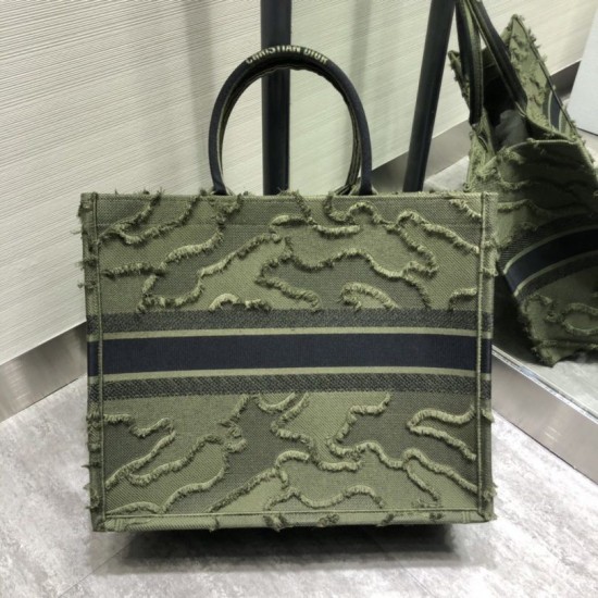 Replica Christian Dior Oversize Book Tote Shopping Bag Army green