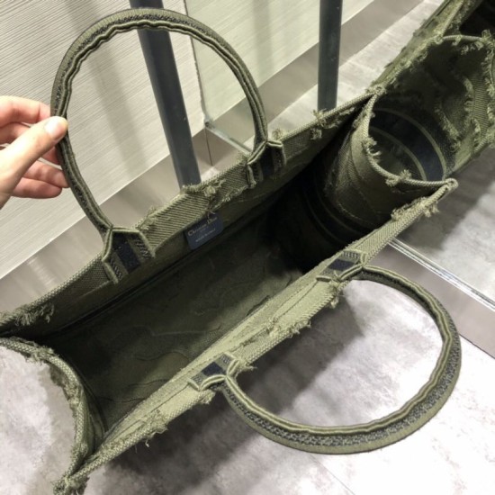 Replica Christian Dior Oversize Book Tote Shopping Bag Army green