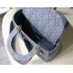 Fake Christian Dior Medium Lady D-Lite Embroidered Cannage Bag Blue Replica