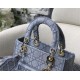 Fake Christian Dior Medium Lady D-Lite Embroidered Cannage Bag Blue Replica