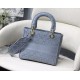 Fake Christian Dior Medium Lady D-Lite Embroidered Cannage Bag Blue Replica