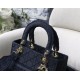 Fake Christian Dior Medium Lady D-Lite Embroidered Cannage Bag Black Replica