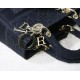 Fake Christian Dior Medium Lady D-Lite Embroidered Cannage Bag Black Replica