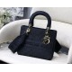 Fake Christian Dior Medium Lady D-Lite Embroidered Cannage Bag Black Replica