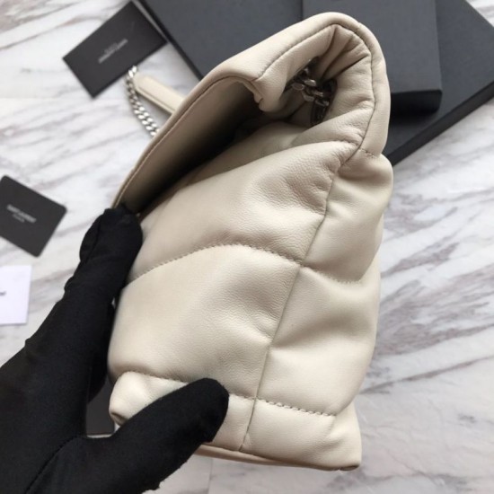 Replica YSL Saint Laurent Loulou Puffer Small Bag White Fake YSL Saint Laurent Loulou Puffer Small Bag White Replica