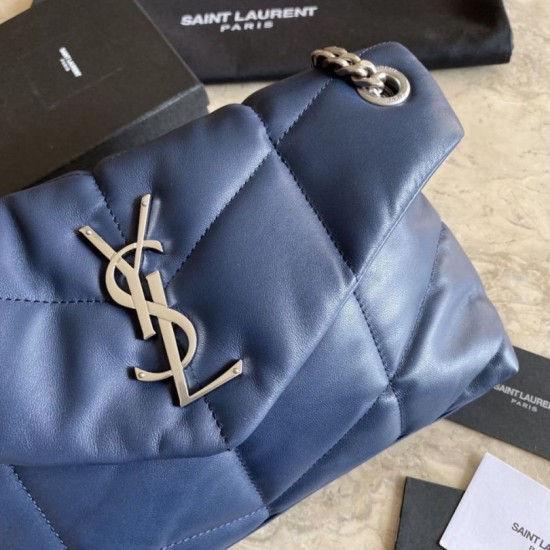 Replica YSL Saint Laurent Loulou Puffer Small Bag Blue Fake YSL Saint Laurent Loulou Puffer Small Bag Blue Replica
