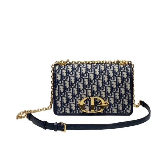 Fake Christian Dior 30 Montaigne Bag with Chain Dark Blue Replica Fake Christian Dior 30 Montaigne Bag with Chain Dark Blue Replica