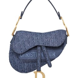 Fake Christian Dior Saddle Denim Canvas Bag Blue Replica