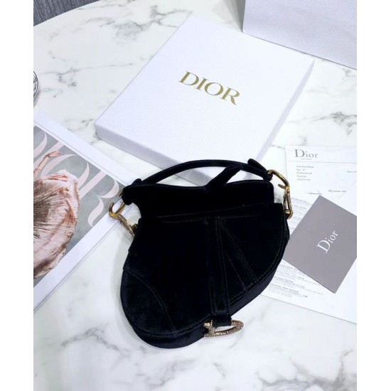 Replica Christian Dior Mini Saddle Velvet Bag Black