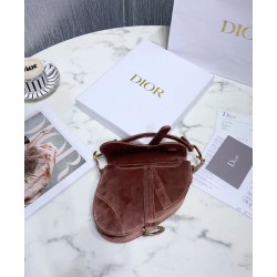 Replica Christian Dior Mini Saddle Velvet Bag Pink