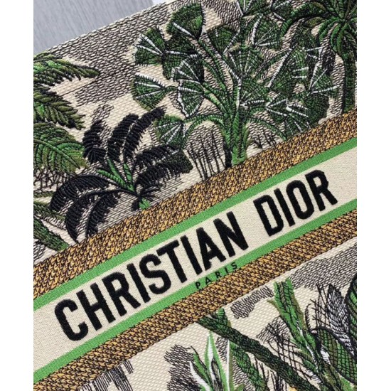 Fake Christian Dior Book Tote Bag In Embroidered Canvas Green Replica