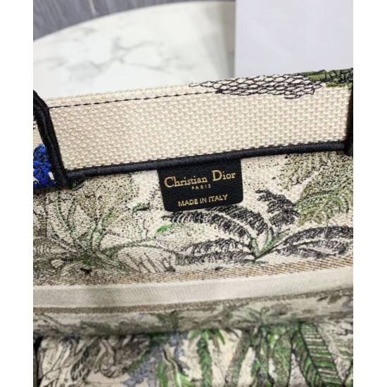 Fake Christian Dior Book Tote Bag In Embroidered Canvas Green Replica