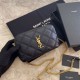 Replica YSL Saint Laurent Becky Double Zip Pouch Quilted Lambskin Black