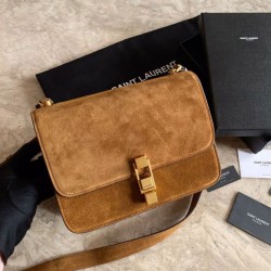 Fake YSL Saint Laurent Carre Satchel Suede Bag Brown Replica
