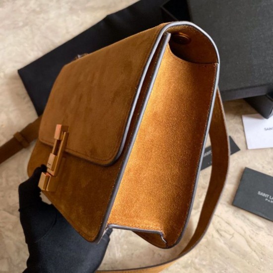 Replica YSL Saint Laurent Carre Satchel Suede Bag Brown Fake YSL Saint Laurent Carre Satchel Suede Bag Brown Replica