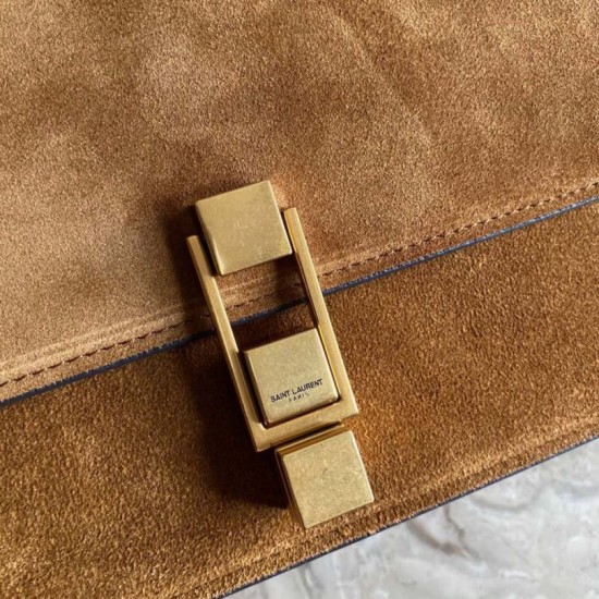 Replica YSL Saint Laurent Carre Satchel Suede Bag Brown Fake YSL Saint Laurent Carre Satchel Suede Bag Brown Replica