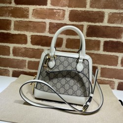 Replica Gucci Horsebit 1955 Mini Top Handle Bag 640716 Brown / White Replica Gucci Horsebit 1955 Mini Top Handle Bag 640716 Brown / White