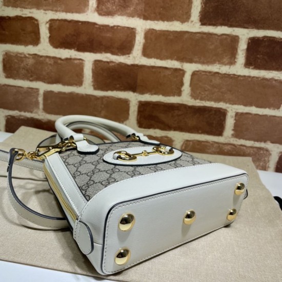 Replica Gucci Horsebit 1955 Mini Top Handle Bag 640716 Brown / White Replica Gucci Horsebit 1955 Mini Top Handle Bag 640716 Brown / White