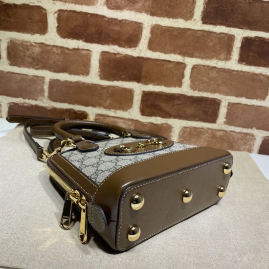 Replica Gucci Horsebit 1955 Mini Top Handle Bag 640716 Brown