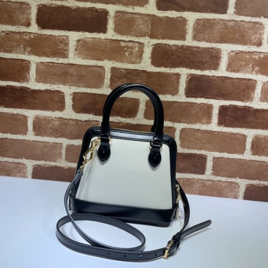 Fake Gucci Horsebit 1955 Mini Top Handle Bag 640716 Black /White Replica