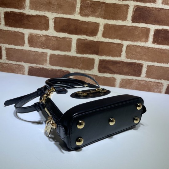 Fake Gucci Horsebit 1955 Mini Top Handle Bag 640716 Black /White Replica
