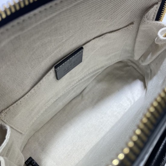 Fake Gucci Horsebit 1955 Mini Top Handle Bag 640716 Black /White Replica
