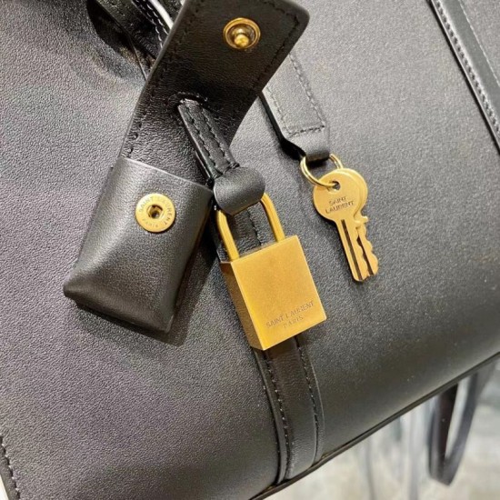 Fake YSL Saint Laurent Lock Baby Duffle Bag Black Replica Replica YSL Saint Laurent Lock Baby Duffle Bag Black