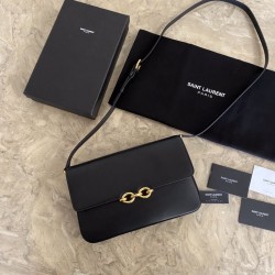 Fake YSL Saint Laurent Le Maillon Satchel Bag Black Replica