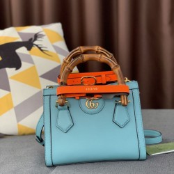 Fake Gucci Diana Mini Tote Bag ‎655661 Light Blue Replica