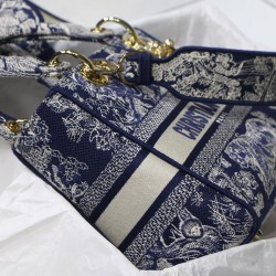 Replica Christian Dior Medium Lady D-Lite Bag Dark Blue