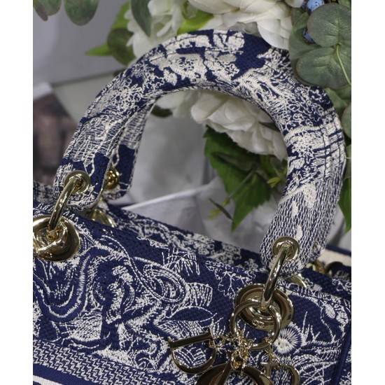 Replica Christian Dior Medium Lady D-Lite Bag Dark Blue Replica Christian Dior Medium Lady D-Lite Bag Dark Blue