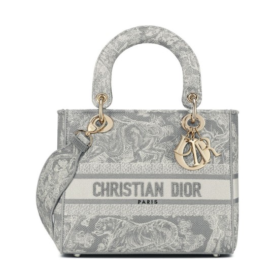 Fake Christian Dior Medium Lady D-Lite Bag Gray Replica Replica Christian Dior Medium Lady D-Lite Bag Gray