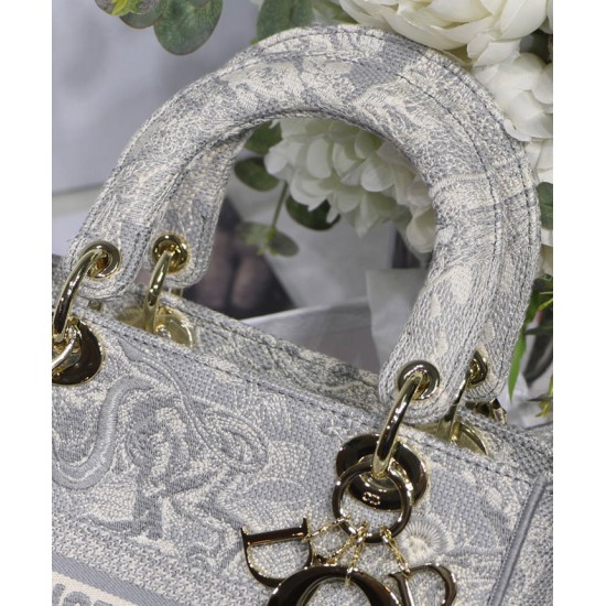 Fake Christian Dior Medium Lady D-Lite Bag Gray Replica Replica Christian Dior Medium Lady D-Lite Bag Gray