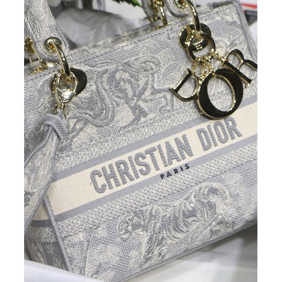 Fake Christian Dior Medium Lady D-Lite Bag Gray Replica Replica Christian Dior Medium Lady D-Lite Bag Gray