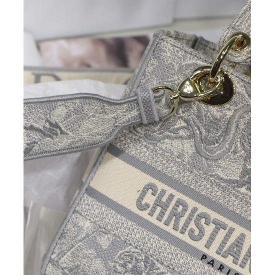 Fake Christian Dior Medium Lady D-Lite Bag Gray Replica Replica Christian Dior Medium Lady D-Lite Bag Gray