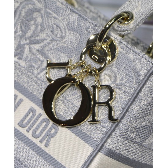 Fake Christian Dior Medium Lady D-Lite Bag Gray Replica Replica Christian Dior Medium Lady D-Lite Bag Gray