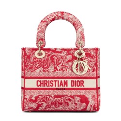 Fake Christian Dior Medium Lady D-Lite Bag Red Replica