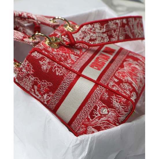 Replica Christian Dior Medium Lady D-Lite Bag Red Fake Christian Dior Medium Lady D-Lite Bag Red Replica