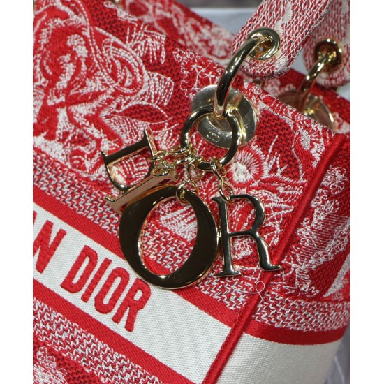 Replica Christian Dior Medium Lady D-Lite Bag Red Fake Christian Dior Medium Lady D-Lite Bag Red Replica