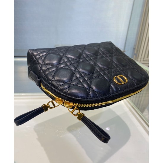 Fake Christian Dior Caro Cosmetic Bag Black Replica Replica Christian Dior Caro Cosmetic Bag Black