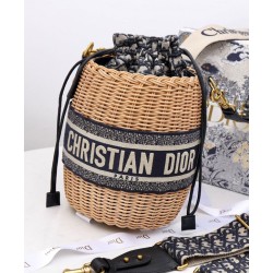 Replica Christian Dior Wicker Bucket Bag Apricot Replica Christian Dior Wicker Bucket Bag Apricot