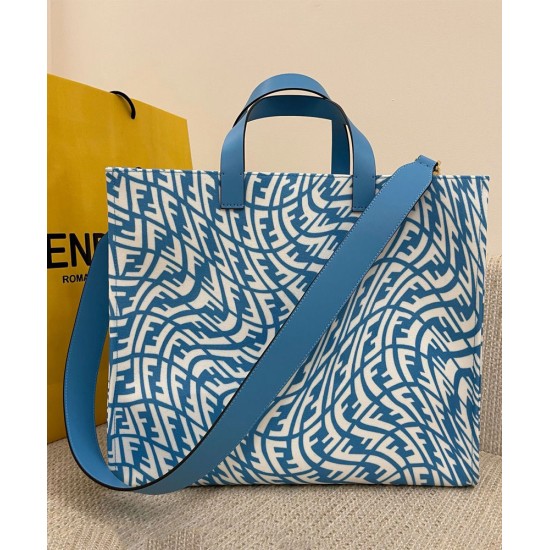 Fake Shopper Glazed Canvas Bag 8BH357 Blue Replica Replica Shopper Glazed Canvas Bag 8BH357 Blue