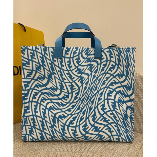 Fake Shopper Glazed Canvas Bag 8BH357 Blue Replica Replica Shopper Glazed Canvas Bag 8BH357 Blue